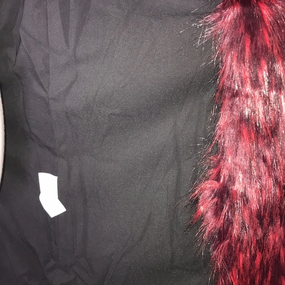KAREN KANE Boho Blush Faux Fur Vest XL Red Black - Picture 5 of 8